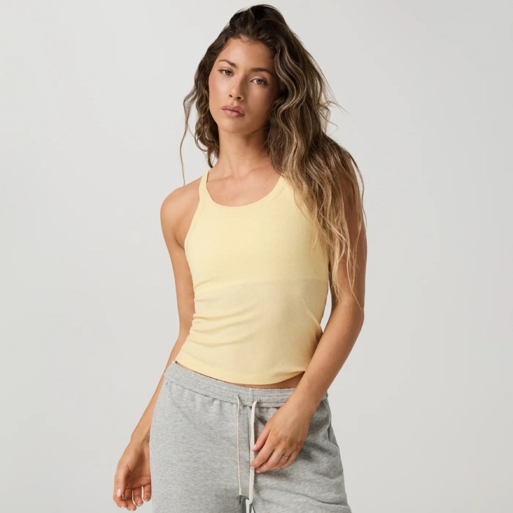 Vuori set shorts tank lemon snap butter yellow new